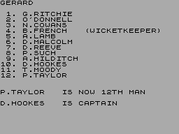 Screen from Champions of Cricket + World Cup Cricket - Data Cassette 1993