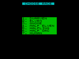 Screen from Character Generator