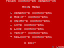 Screen from Character Generator & Animator