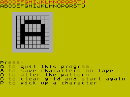 Screen from Character Generator