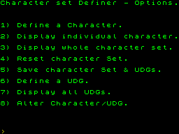 Screen from Character Generator