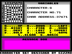 Screen from Character Set Designer