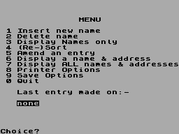 Screen from Christmas Address List