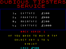 Screen from Classic Punter