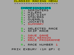 Screen from Classic Racing