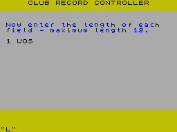 Screen from Club Record Controller