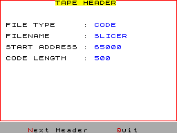 Screen from Code Slicer