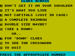 Screen from Computer Crossword