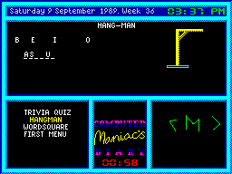 Screen from Computer Maniac's 1989 Diary