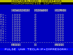 Screen from Contabilidad Domestica