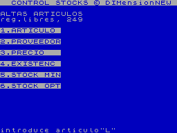 Screen from Control de Stocks