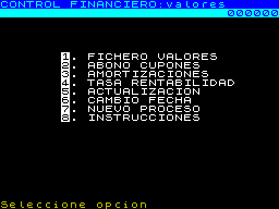 Screen from Control de Valores