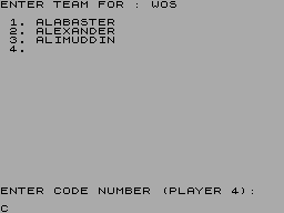 Screen from Cricket Player Data Cassette 1960s