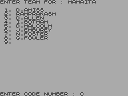 Screen from Cricket Player Data Cassette All Time Greats 2