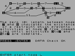 Screen from Critical Path Analysis
