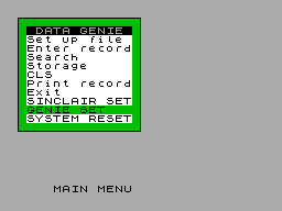 Screen from Data Genie