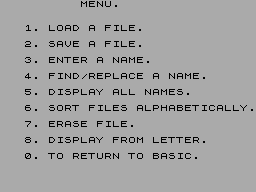 Screen from Database