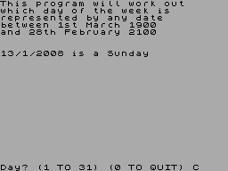 Screen from Daycalc