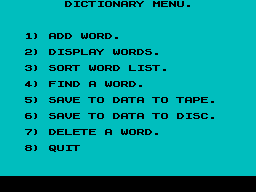 Screen from Dictionary
