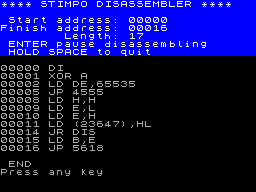Screen from Disassembler