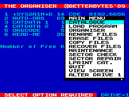 Screen from Disc Organiser