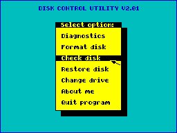 Screen from Disk Control Utility