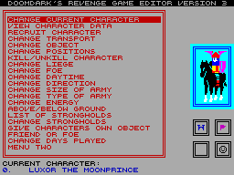 Screen from Doomdark's Revenge Editor