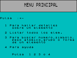 Screen from Elementos Quimicos