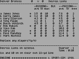 Screen from Endzone - 87f Rosters
