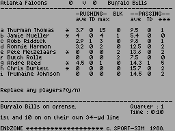 Screen from Endzone - 88e Rosters