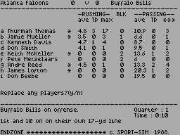 Screen from Endzone - 90f Rosters