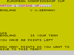 Screen from European Championship Cup