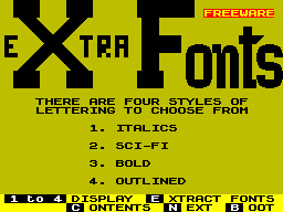 Screen from Extra Fonts