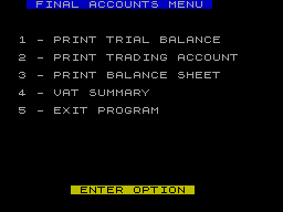 Screen from Final Accounts