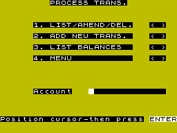 Screen from Finance Manager