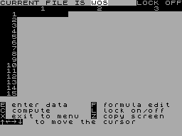 Screen from FlexiCalc