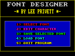 Screen from Font Designer