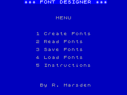 Screen from Font Designer