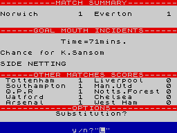 Screen from Football Fever