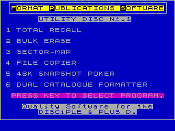 Screen from Format Utility Disc No.1