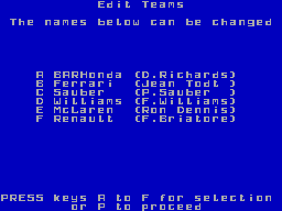Screen from Formula One Editor