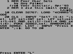 Screen from Four Char Sets