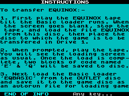 Screen from Games Transfer: Equinox