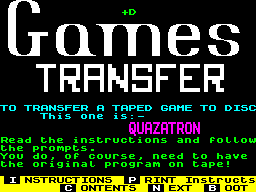 Screen from Games Transfer: Quazatron