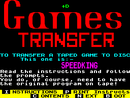 Screen from Games Transfer: Speed King