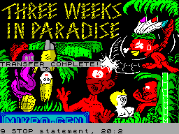 Screen from Games Transfer: Three Weeks in Paradise