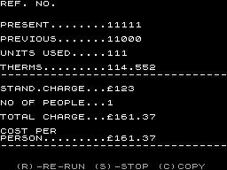 Screen from Gas Bill
