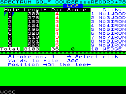 Screen from Golf Scorecard