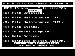 Screen from H.B. Database