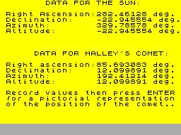 Screen from Halley's Comet